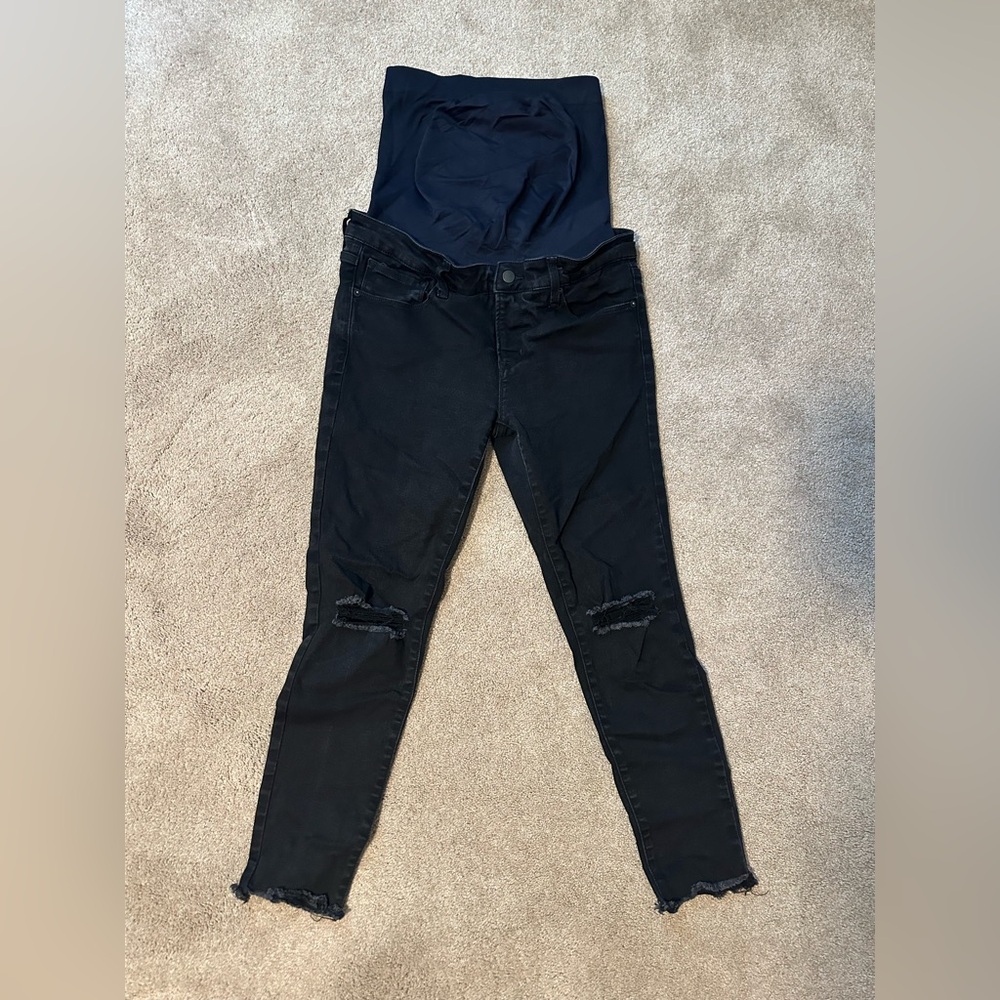 BLANQI Black Denim Cropped Ankle Maternity Jeans Size 14